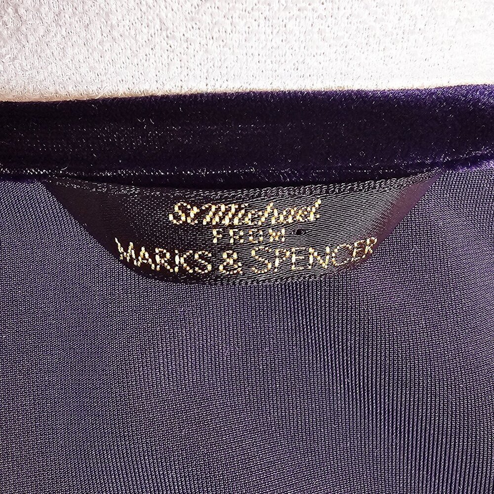 Dark Purple Velvet Empire Maxi Dress St Michael Marks & Spencer Vintage - Picture 6 of 6